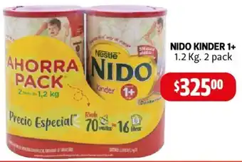 Farmacias Guadalajara NIDO KINDER 1+ 1.2 Kg. 2 pack oferta