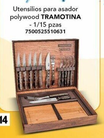 Utensilios para asador polywood TRAMOTINA 1/15 pzas