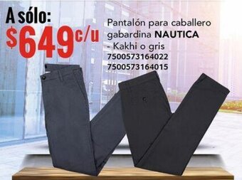 City Club Pantalón para caballero gabardina NAUTICA - Kakhi o gris 7500573164022 7500573164015 oferta