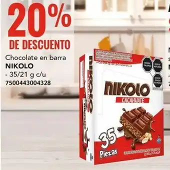 City Club Chocolate en barra NIKOLO35/21g c/u oferta