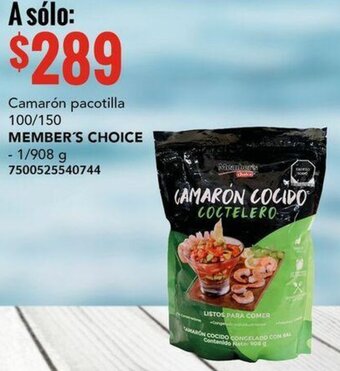 City Club Camarón pacotilla 100/150 MEMBER'S CHOICE - 1/908 g 7500525540744 oferta