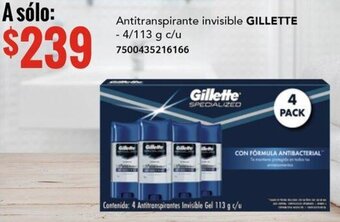 Antitranspirante invisible GILLETTE - 4/113 g c/u 7500435216166