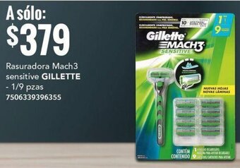 City Club Rasuradora Mach3 sensitive GILLETTE - 1/9 pzas oferta