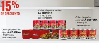 City Club Chiles jalapeños en rajas LA COSTEÑA - 4/380 g c/u 7501017044566 oferta