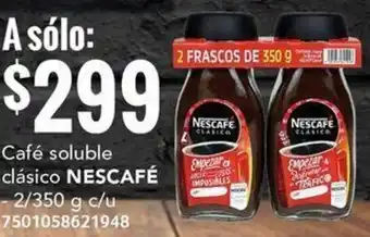 City Club Café soluble clásico NESCAFÉ 2/350g oferta