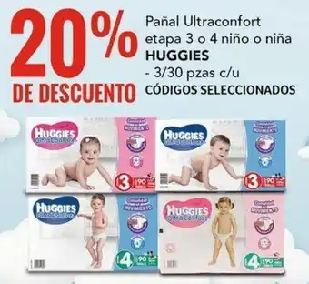 City Club Pañal Ultraconfort etapa 3 o 4 niño o niña HUGGIES 3/30 pzas oferta