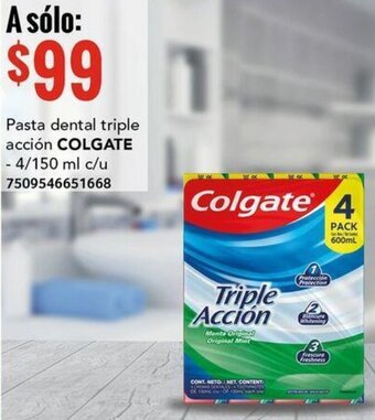 Pasta dental triple acción COLGATE -4/150 ml c/u 7509546651668