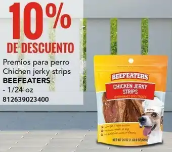 City Club Premios para perro Chichen jerky strips BEEFEATERS 1/24oz oferta