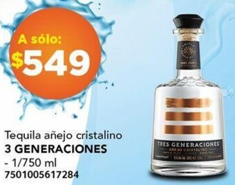 Tequila añejo cristalino 3 GENERACIONES 1/750ml