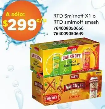 RTD Smirnoff X1 o RTD smirnoff smash 764009050656 764009050649