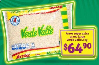 Soriana Híper Arroz súper extra grano largo Verde Valle 2 kg. oferta