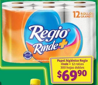 Soriana Híper Papel higiénico Regio rinde + 12 rollos 300 hojas dobles oferta