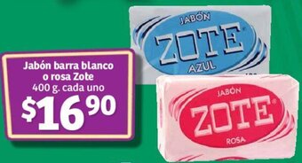Soriana Híper Jabón barra blanco o rosa Zote 400 g. cada uno oferta
