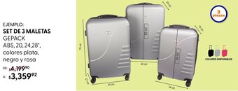 DelSol SET DE 3 MALETAS GEPACK oferta