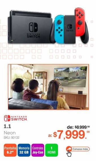 RadioShack Consola nintendo switch 1.1 32 gb joy con neon blue and red oferta