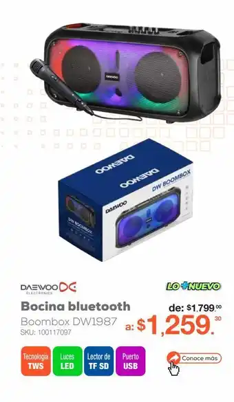 RadioShack Bocinas bluetooth daewoo boombox dw1987 / negro oferta