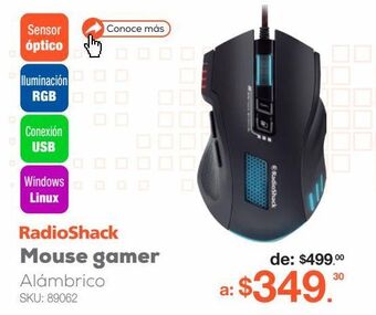 RadioShack Mouse gamer alámbrico radioshack mo 800g / negro / usb oferta