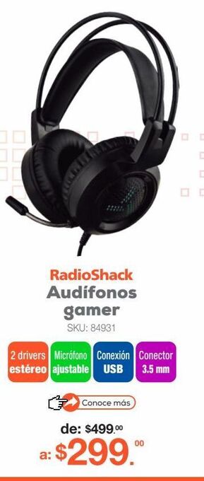 RadioShack Audífonos gamer alámbricos radioshack / negro oferta