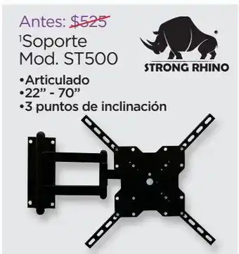 Chedraui Soporte para tv strong rhino articulado 22 a 70 pulgadas negro st500 oferta