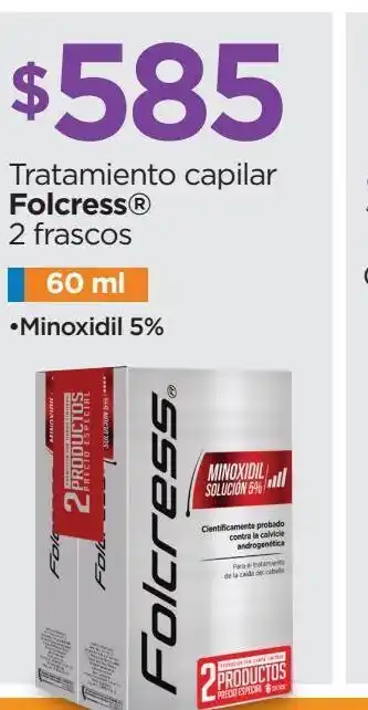 Chedraui Tratamiento capilar folcress 5% 2 frascos de 60ml oferta