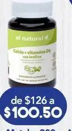 Al natural calcio + vitamina d3 con inulina suplemento alimenticio 60 cápsulas
