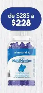 Farmacia San Pablo Al natural multi hombre suplemento alimenticio sabor mora azul 60 piezas oferta