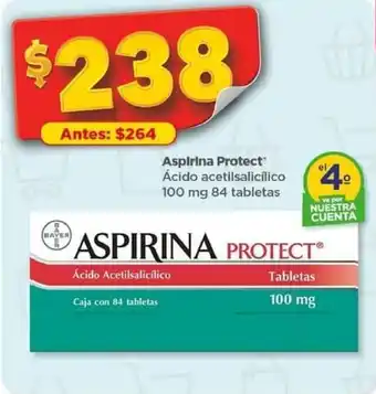 Bodega Aurrerá Aspirina Protect Ácido acetilsalicilico 100 mg 84 tabletas oferta