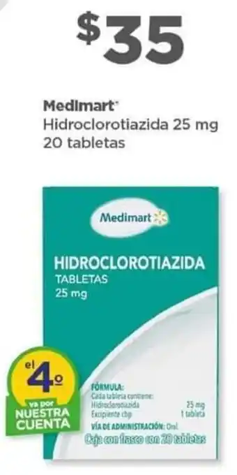 Bodega Aurrerá Medimart Hidroclorotiazida 25 mg 20 tabletas oferta