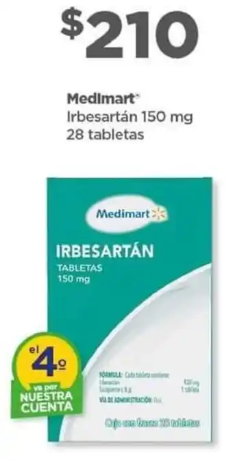 Bodega Aurrerá Medimart Irbesartán 150 mg 28 tabletas oferta