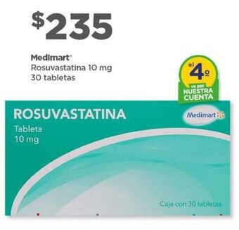 Bodega Aurrerá Medimart Rosuvastatina 10 mg 30 tabletas oferta