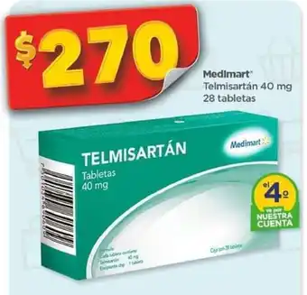 Bodega Aurrerá Medimart Telmisartán 40 mg 28 tabletas oferta