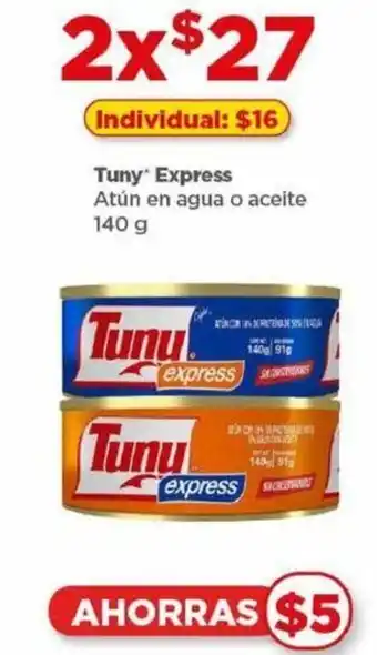 Bodega Aurrerá Tuny* Express Atún en agua o aceite 2x140 g oferta
