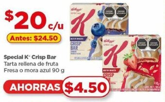 Bodega Aurrerá Special K* Crisp Bar Tarta rellena de fruta Fresa o mora azul 90 g oferta