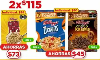 Bodega Aurrerá CORN POPS 490g, Zucaritas 620g, Choco Krispis 560g oferta