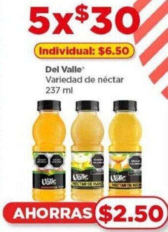 Bodega Aurrerá Del Valle Variedad de néctar 5X237 ml oferta