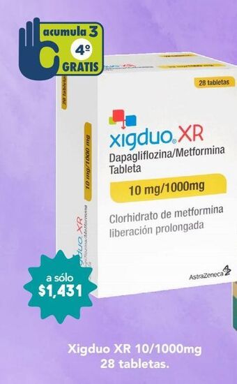 Farmacia San Pablo Xigduo xr tab 10/1000mg caj c/28 oferta