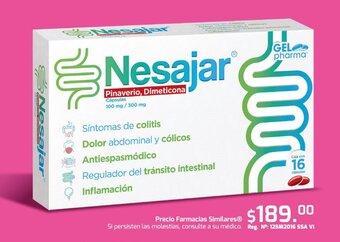 Farmacias Similares Nesajar Pinaverio, Dimeticona Cápsulas 100 mg / 300 mg oferta