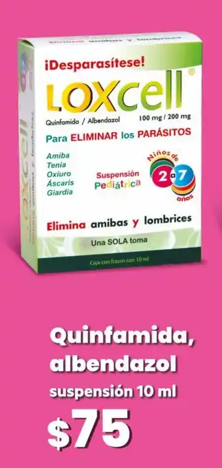 Farmacias Similares LOXcell Quinfamida, albendazol suspensión 10 ml oferta