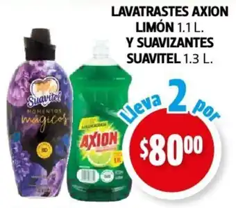Farmacias Guadalajara LAVATRASTES AXION LIMÓN 1.1 L. Y SUAVIZANTES SUAVITEL 1.3 L. oferta
