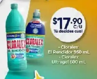 Farmacias Guadalajara -Cloralex El Rendidor 950 mL - Cloralex Ultrage! 600 mL oferta