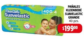 Farmacias Guadalajara PAÑALES KLEENBEBÉ SUAVELASTIC GRANDE 40 pzs. oferta