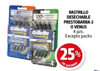 RASTRILLO DESECHABLE PRESTOBARBA 3 O VENUS 4 pzs. Excepto packs