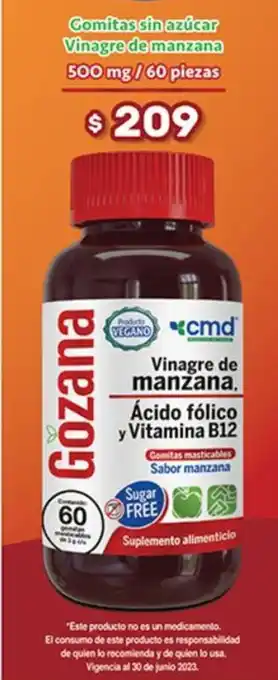 Gozana Vinagre de manzana, Ácido fólico y Vitamina B12
