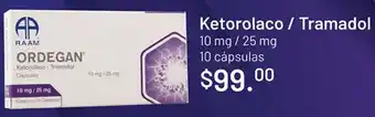 Ketorolaco / Tramadol 10 mg / 25 mg 10 cápsulas
