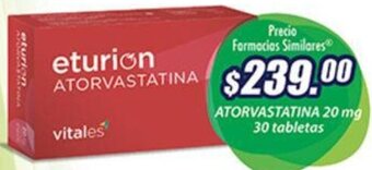 Farmacias Similares ATORVASTATINA 20 mg 30 tabletas oferta