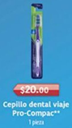 Farmacias Similares Cepillo dental viaje Pro-Compac** 1 pieza oferta