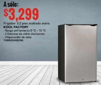 City Club Frigobar 3.2 pies acabado acero KOOL FACTORY oferta