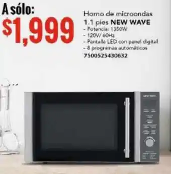 City Club Horno de microondas 1.1 pies NEW WAVE - Potencia: 1350W oferta