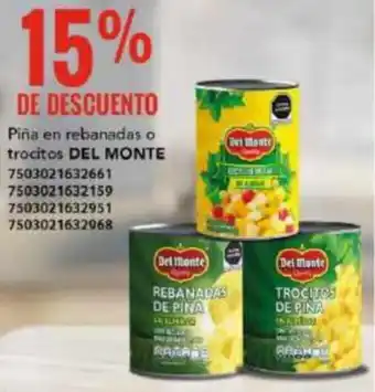 Piña en rebanadas o trocitos DEL MONTE 7503021632661