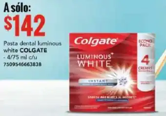 City Club Pasta dental luminous Colgate white COLGATE - 4/75 ml c/u 7509546663838 oferta